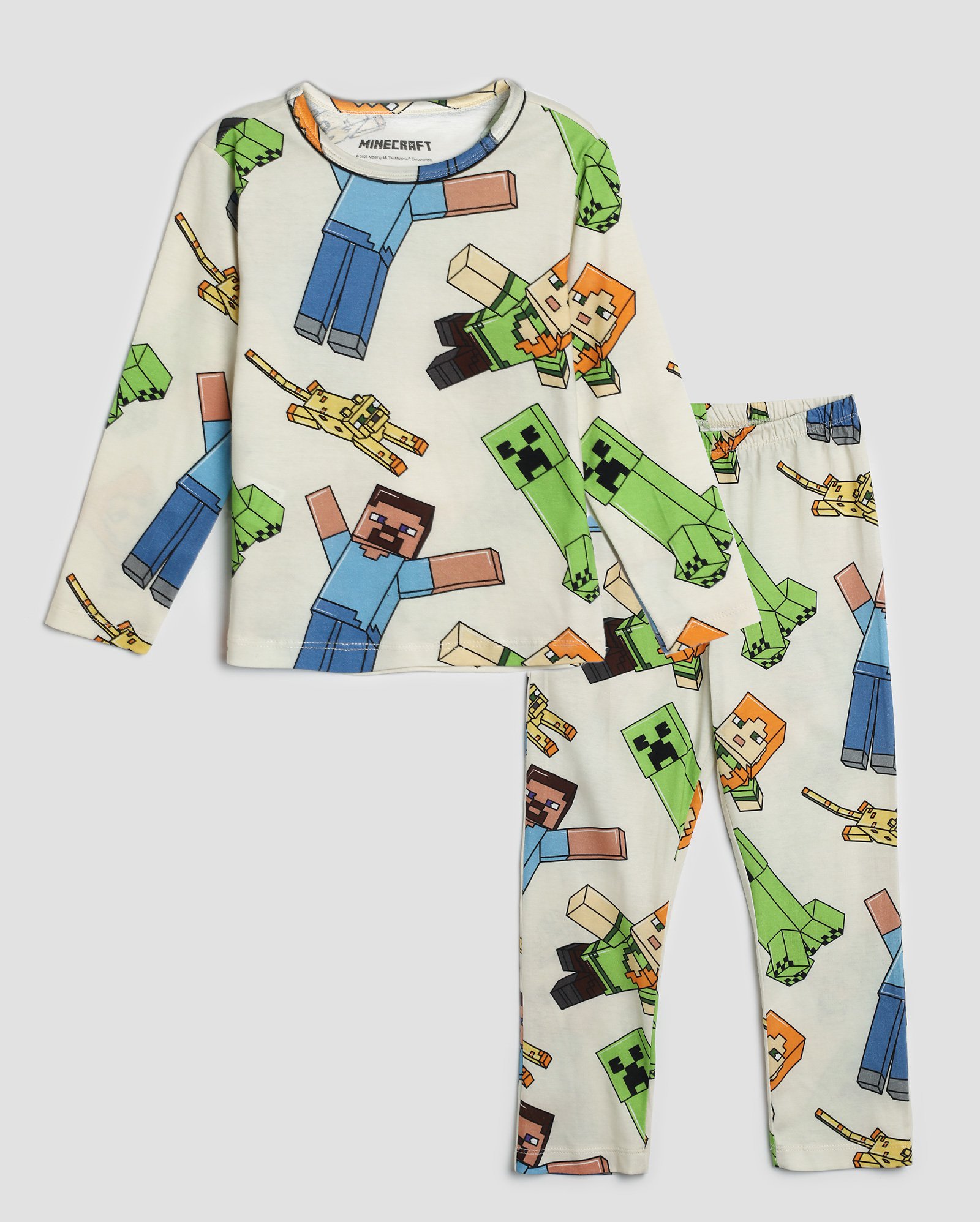 Pijama longo infantojuvenil gamer 6-16A bege | Minecraft