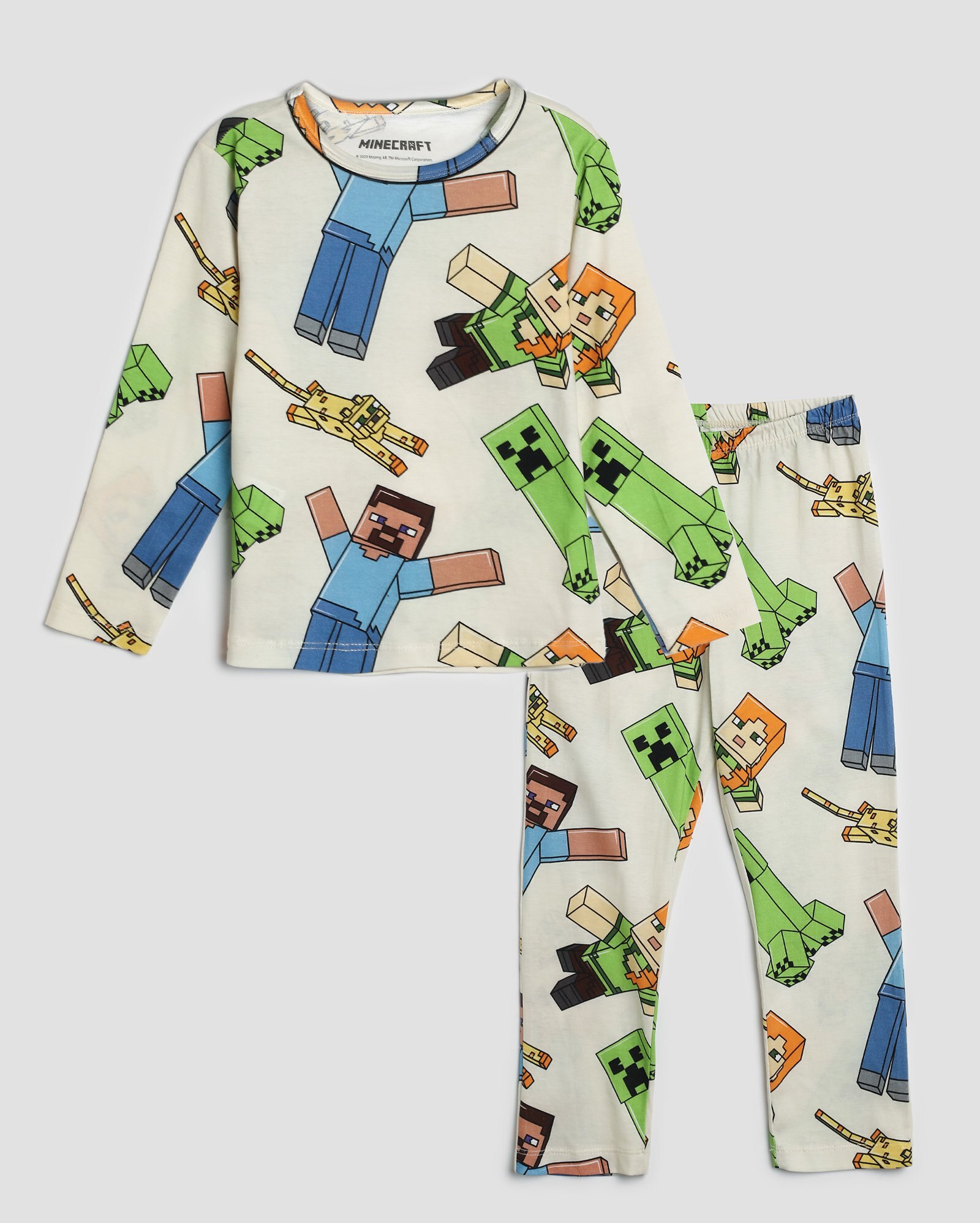 Pijama longo infantojuvenil gamer 6-16A bege | Minecraft