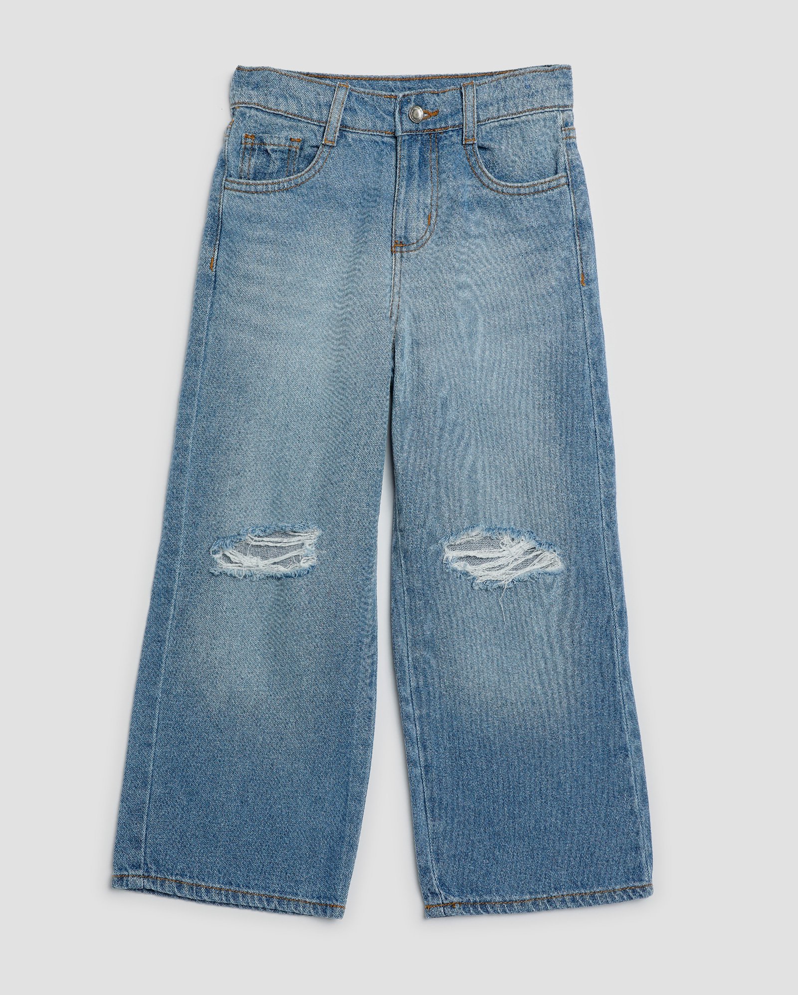 Calça jeans infantil wide leg detonada 4-10A - Jeans Médio | Pool Kids