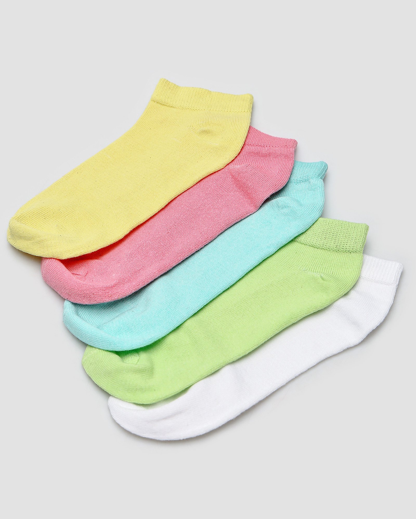 Kit meia feminina 5 pares cano curto lisas multicor | Riachuelo