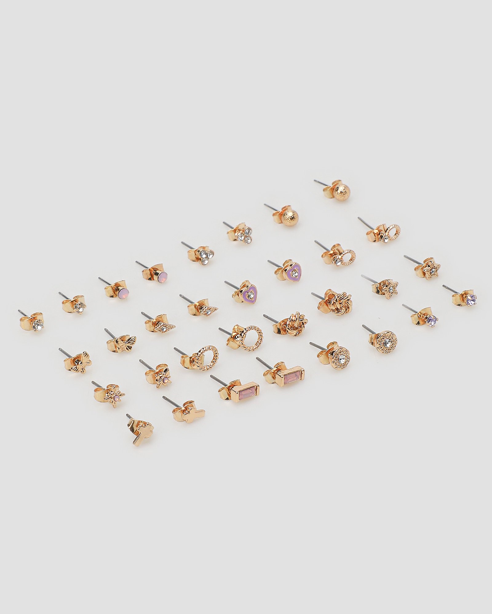 Kit brinco feminino 16 pares pequenos cravejados dourado | Accessori by Riachuelo