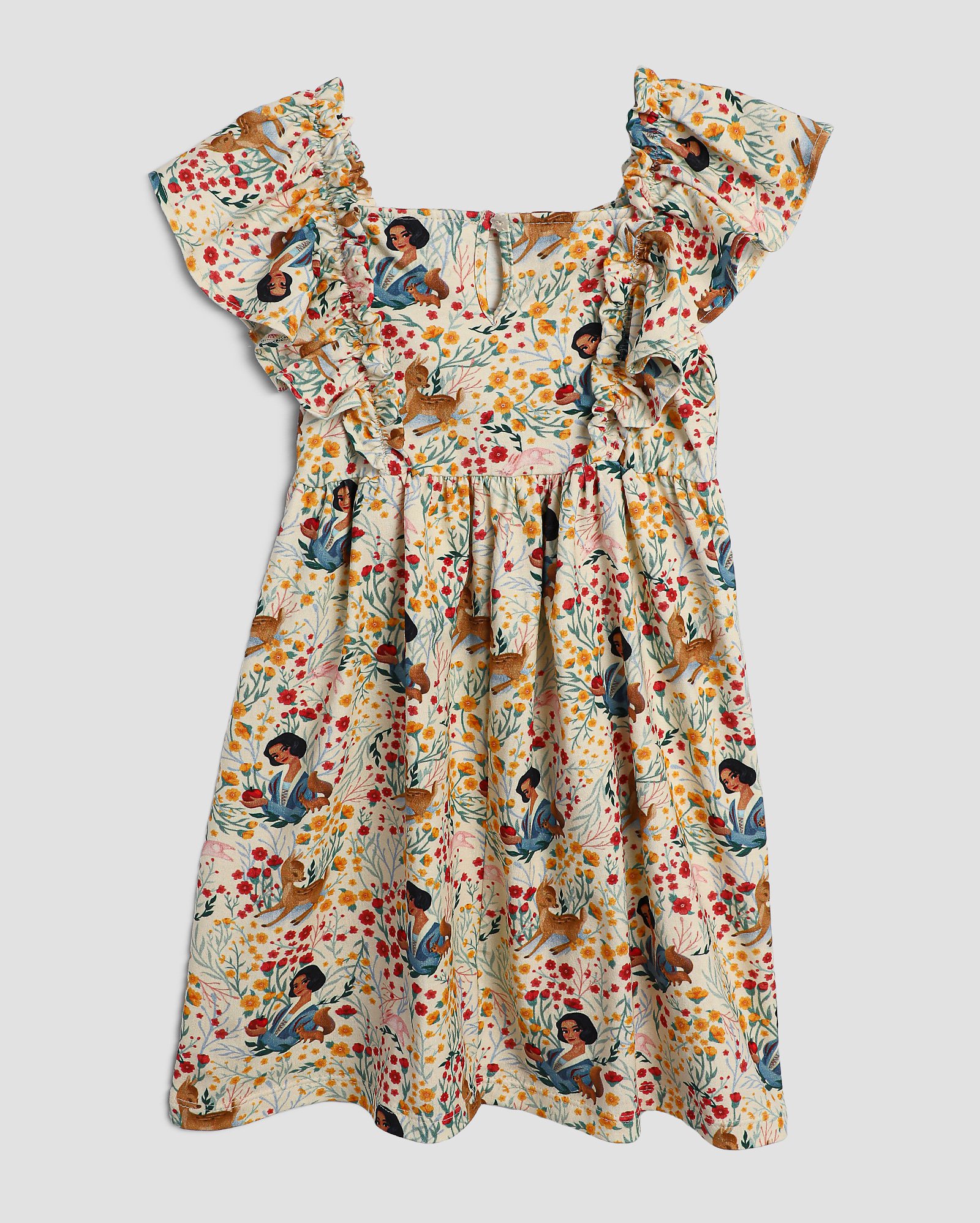 Vestido infantil babado Branca de Neve 4-10A bege | Disney
