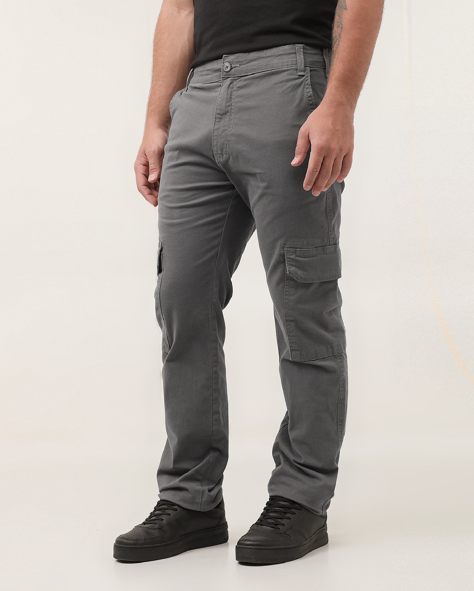 Calça jeans color masculina cargo - Cinza Escuro | Pool Jeans