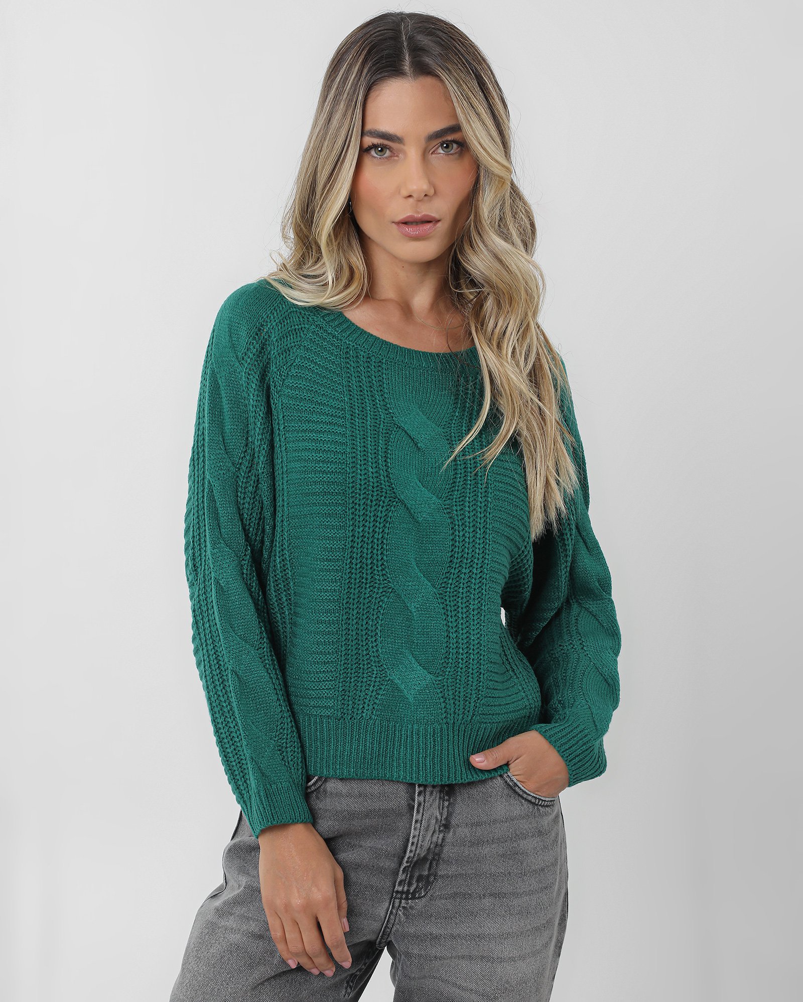 Suéter de tricot manga longa Katra - Verde | AK by Riachuelo