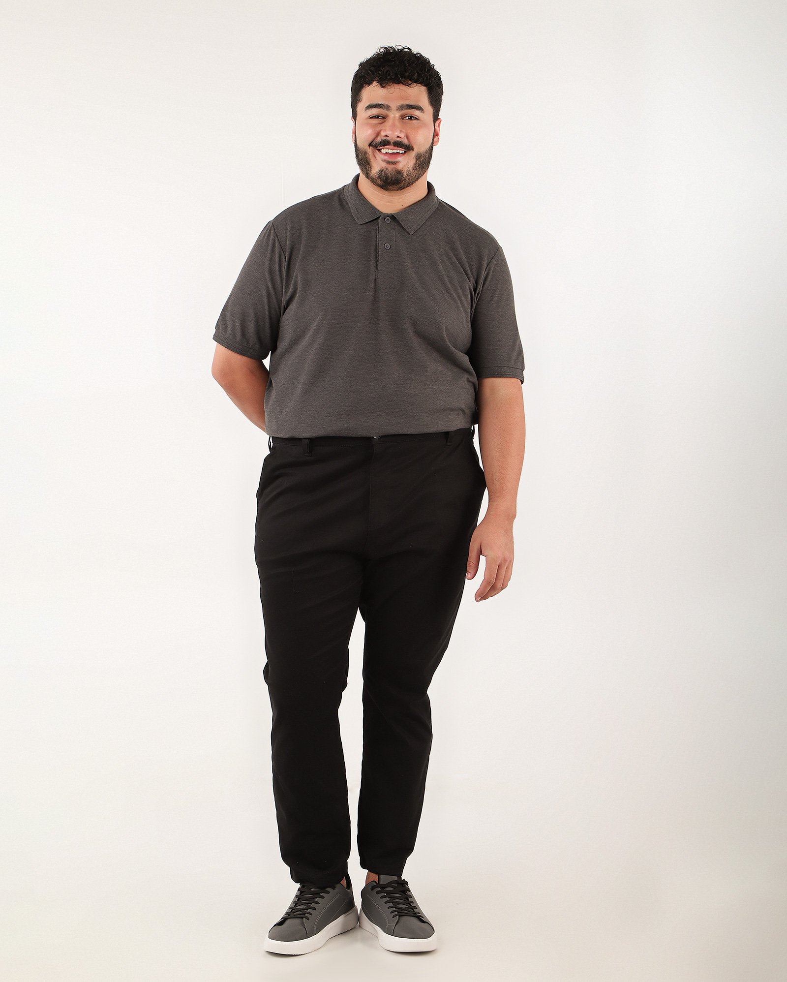 Camisa polo plus size masculina Pool Legacy piquet - Cinza Escuro Mescla