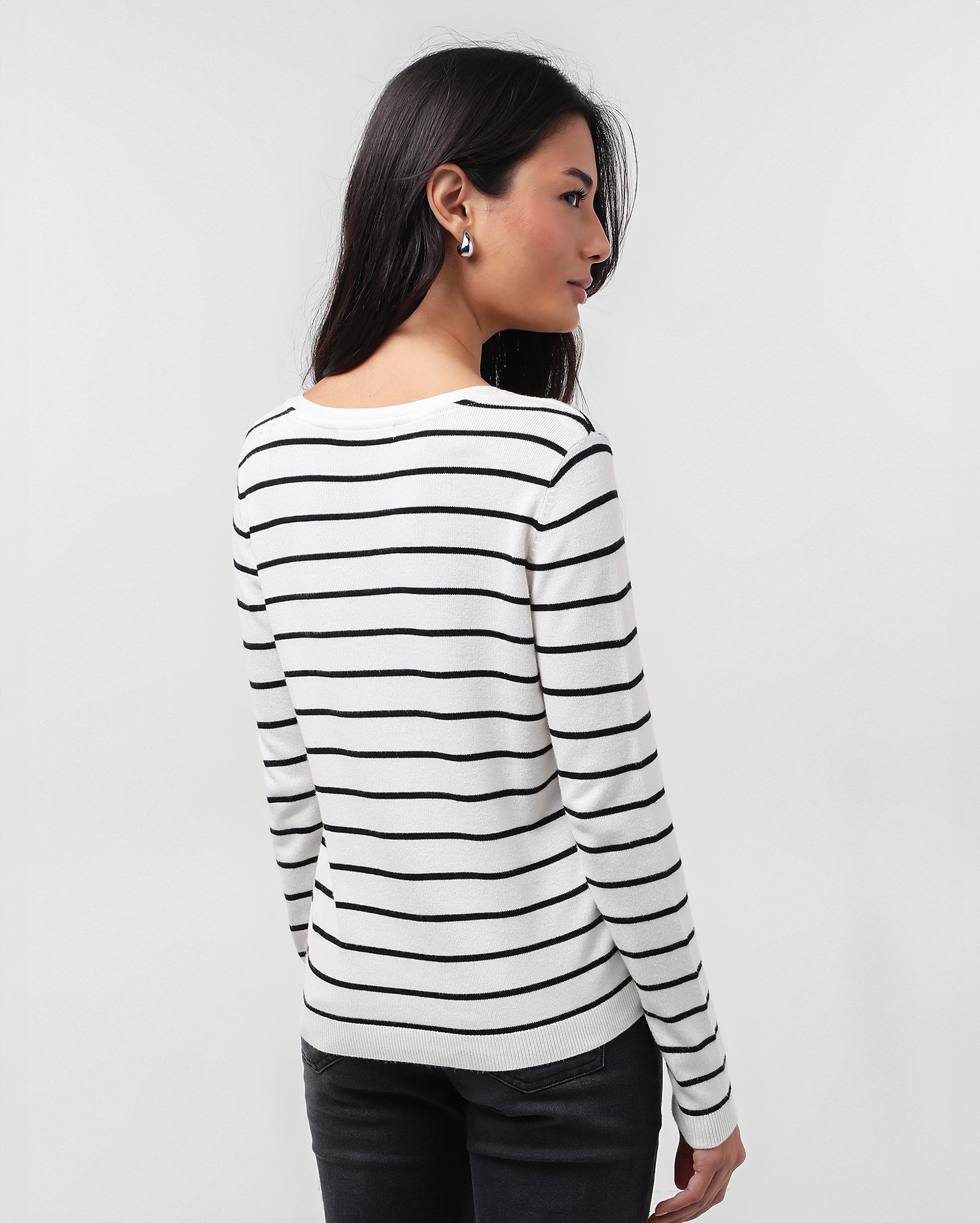 Cardigan feminino em tricot listrado - Branco | Pool Basics by Riachuelo