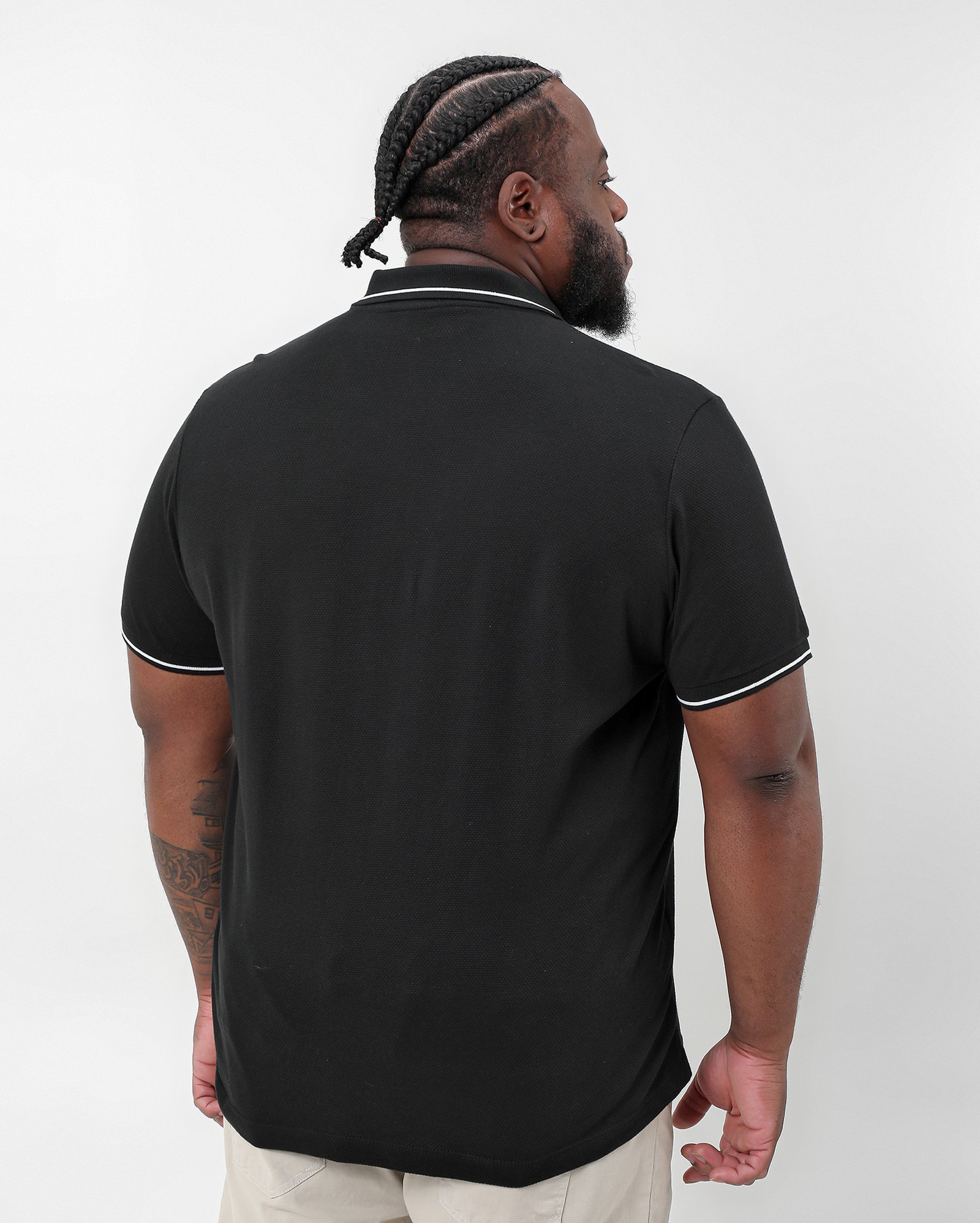 Camisa polo plus size masculina piquet preta | Original Plus by Riachuelo