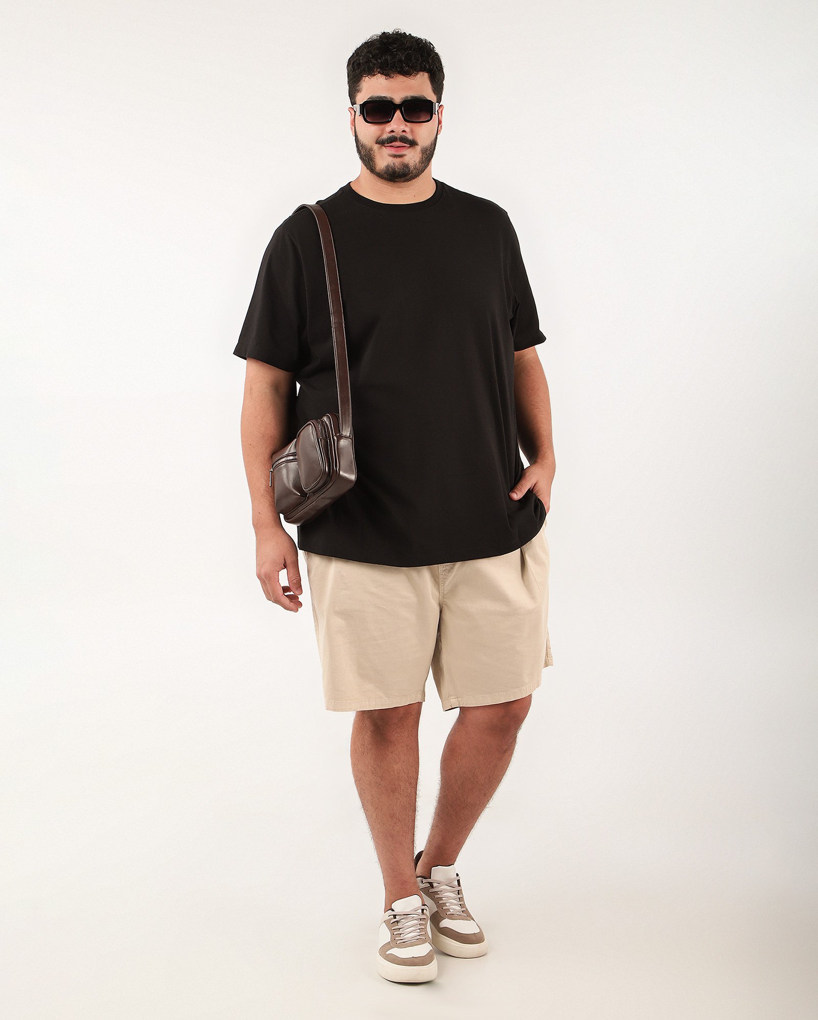 Camiseta plus size masculina manga curta lisa - Preto