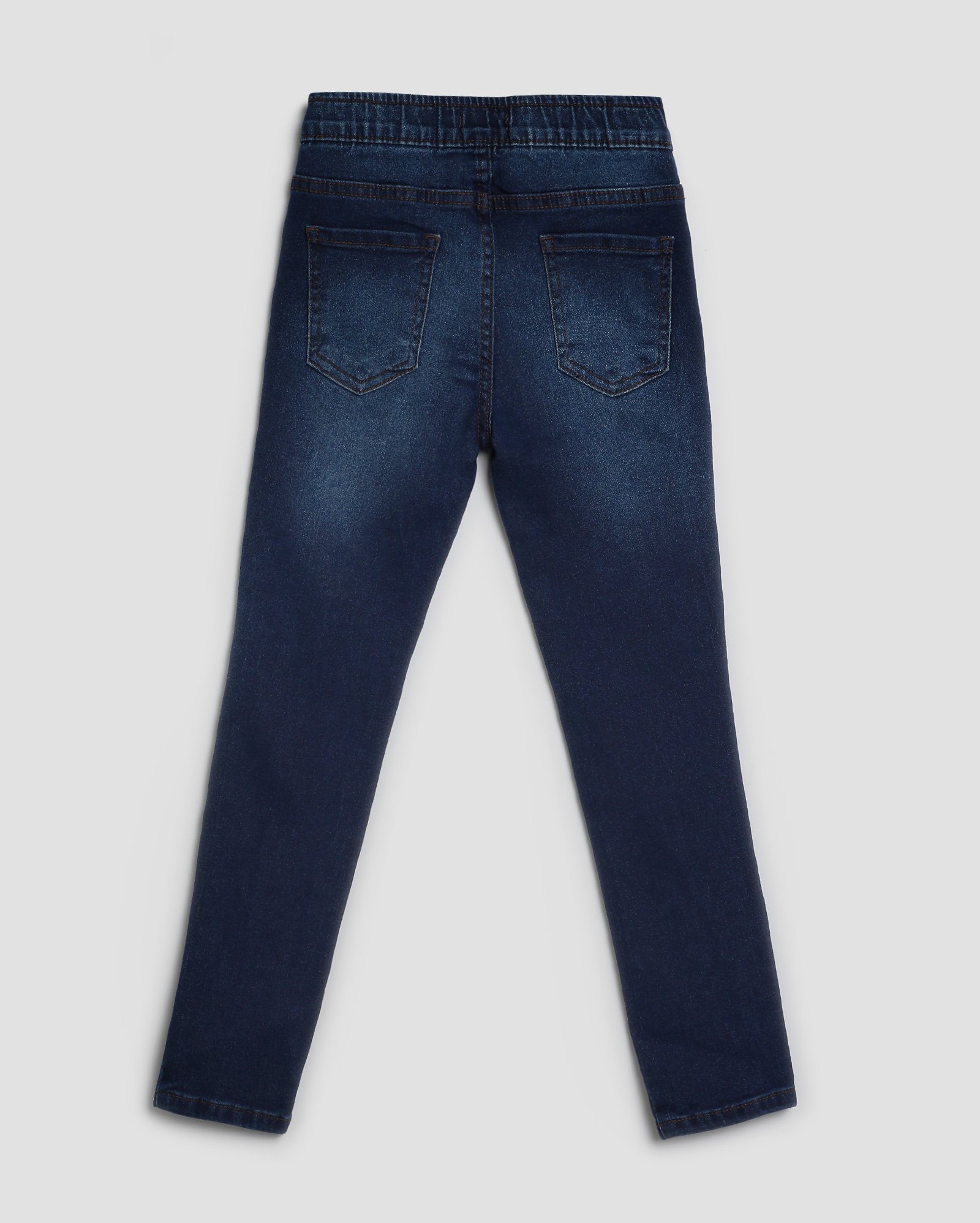 Calça jeans infantil slim com cós de elástico 4-10A - Jeans Escuro | Pool Kids