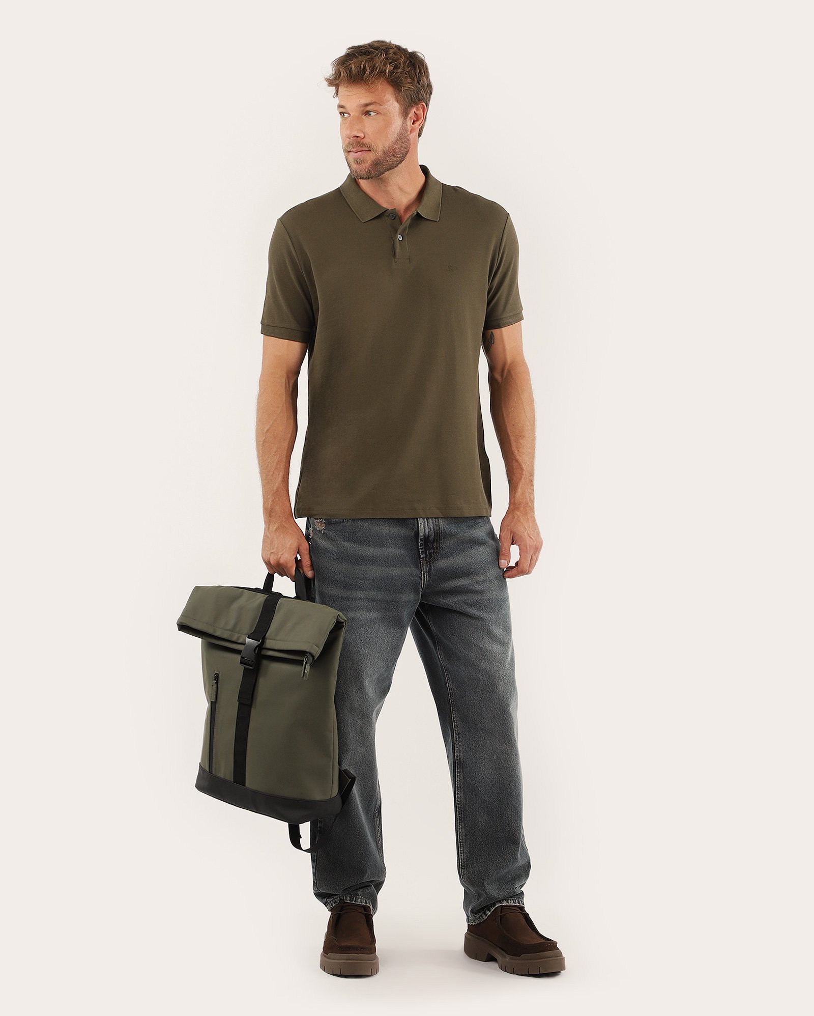 Camisa polo masculina Pool Legacy regular piquet - Verde Mescla