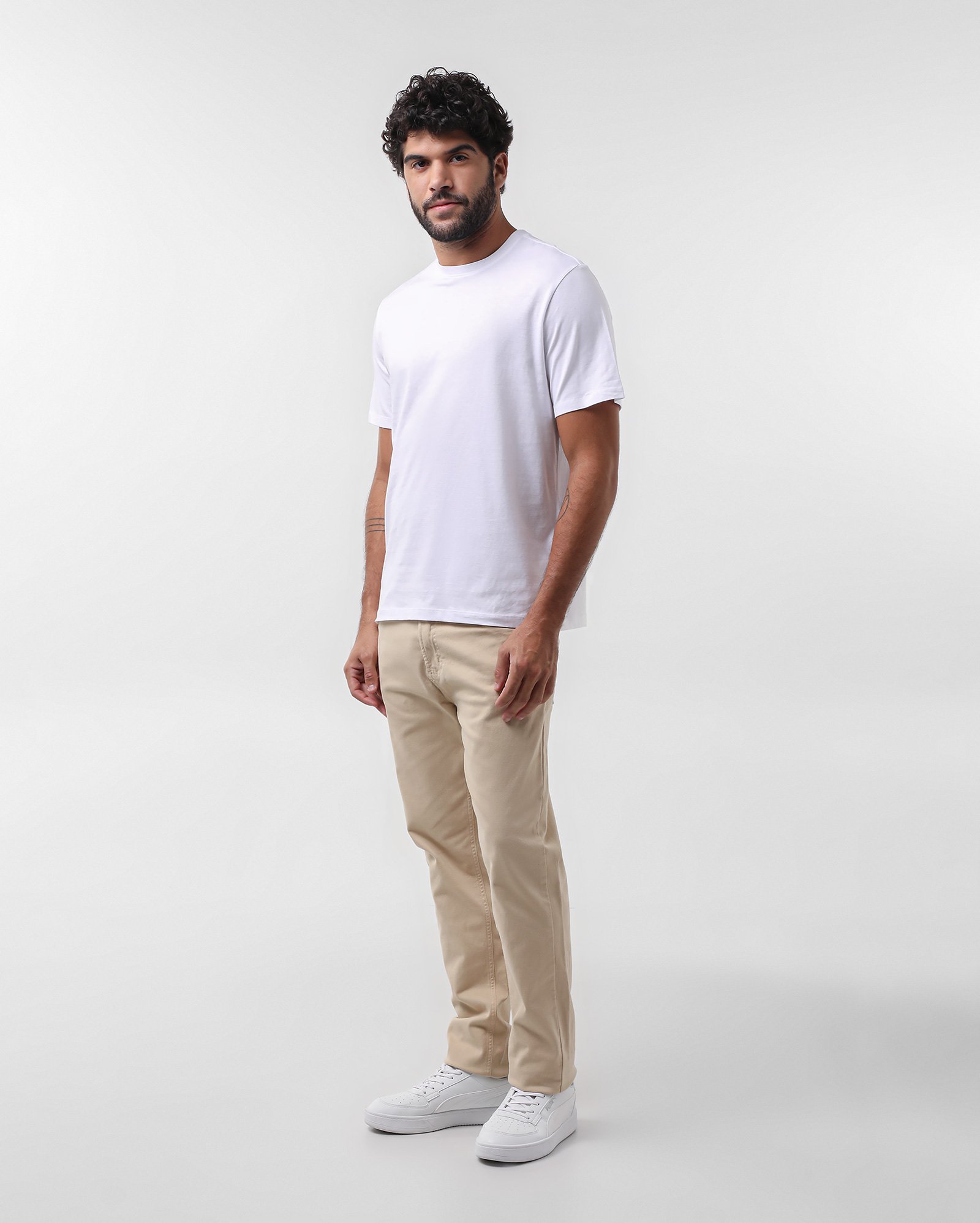 Calça jeans masculina Comfy slim - Bege | Pool Jeans