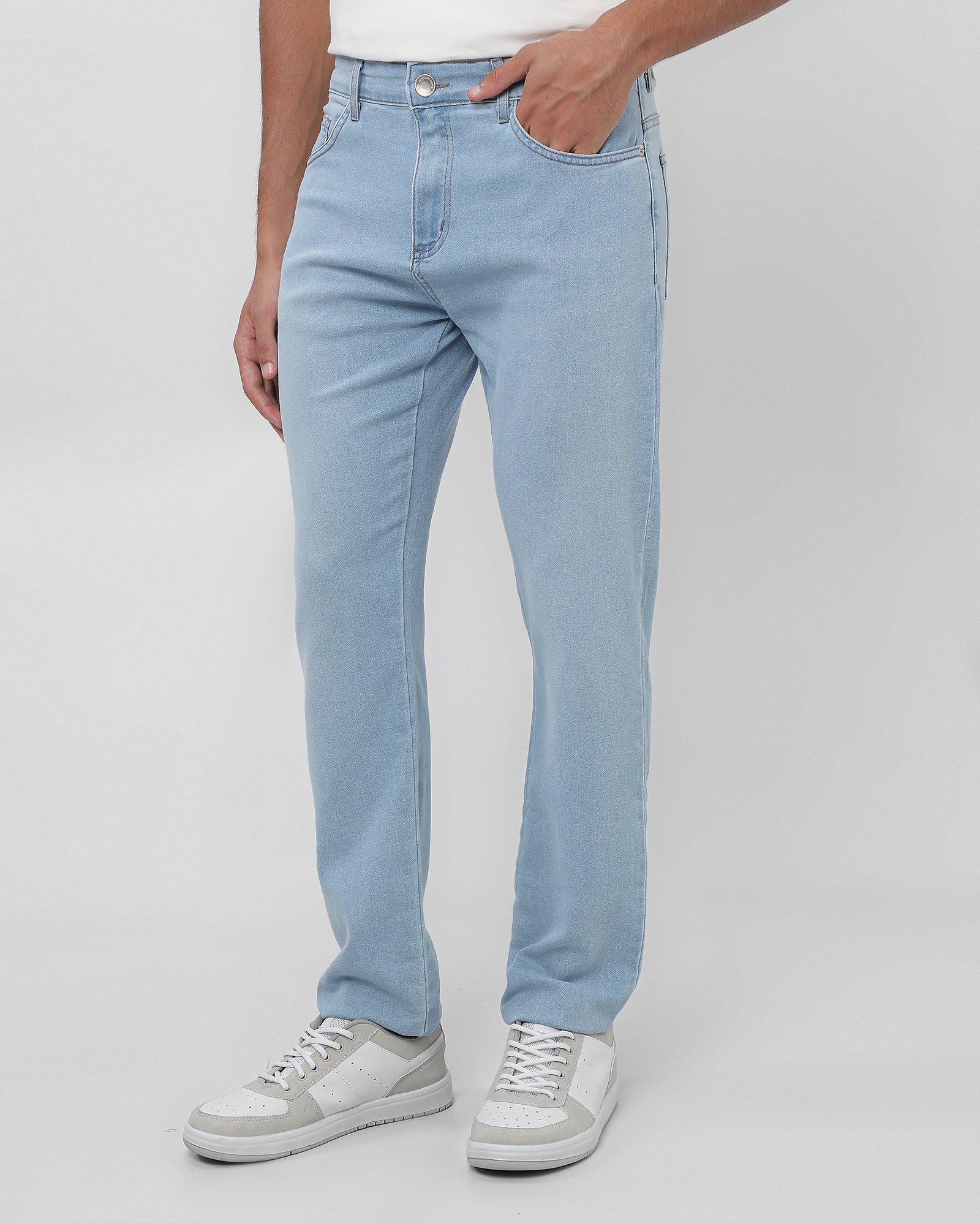 Calça jeans masculina skinny estonada denim claro | Pool Jeans