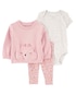Conjunto longo bebê 3 peças esquilo rosa | Carter's