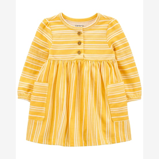 Vestido bebê listrado + calcinha amarelo | Carter's