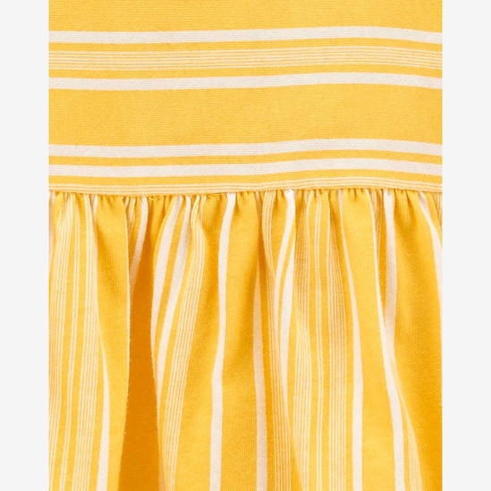 Vestido bebê listrado + calcinha amarelo | Carter's