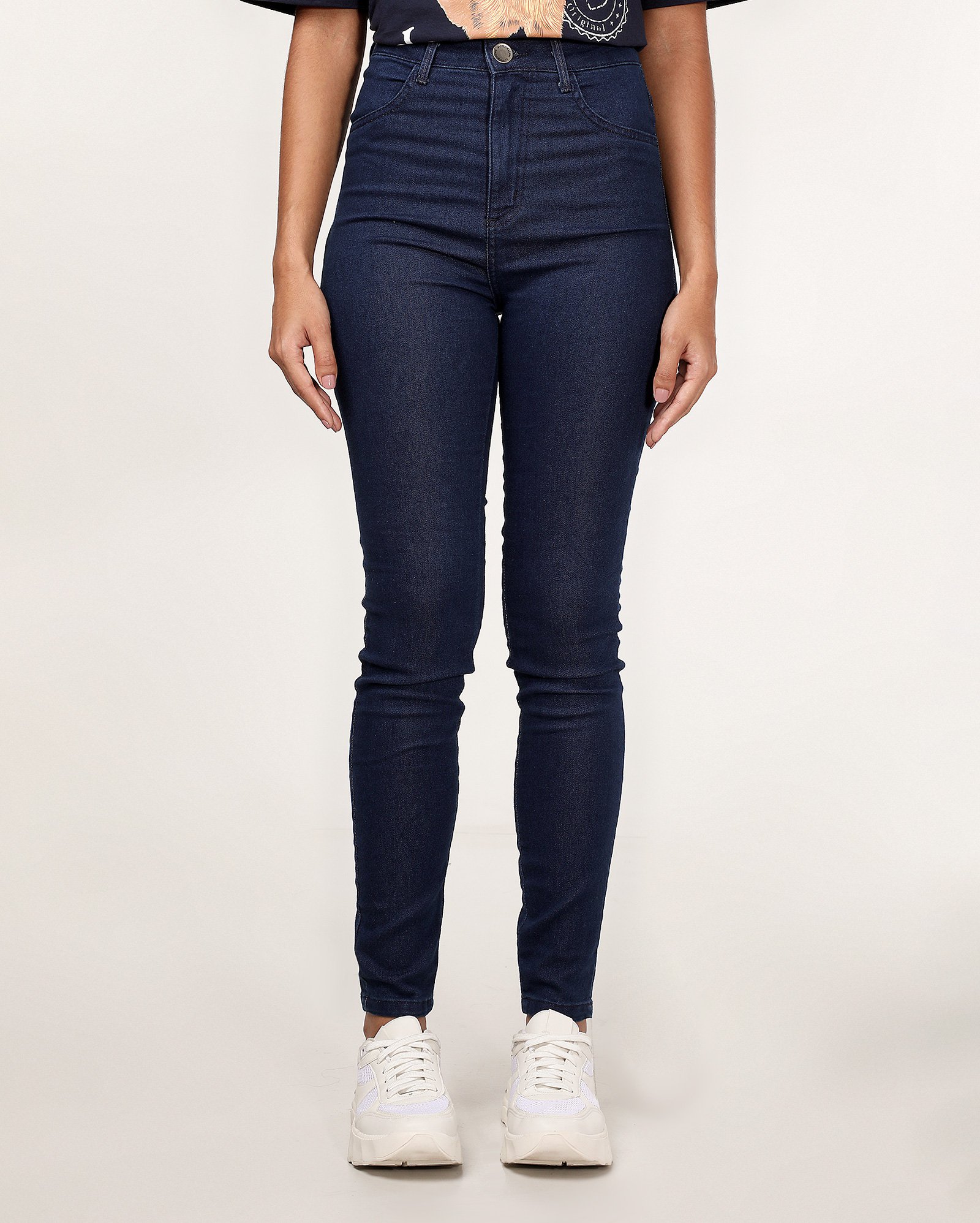 Calça jeans feminina skinny cintura alta denim escuro | Pool Jeans