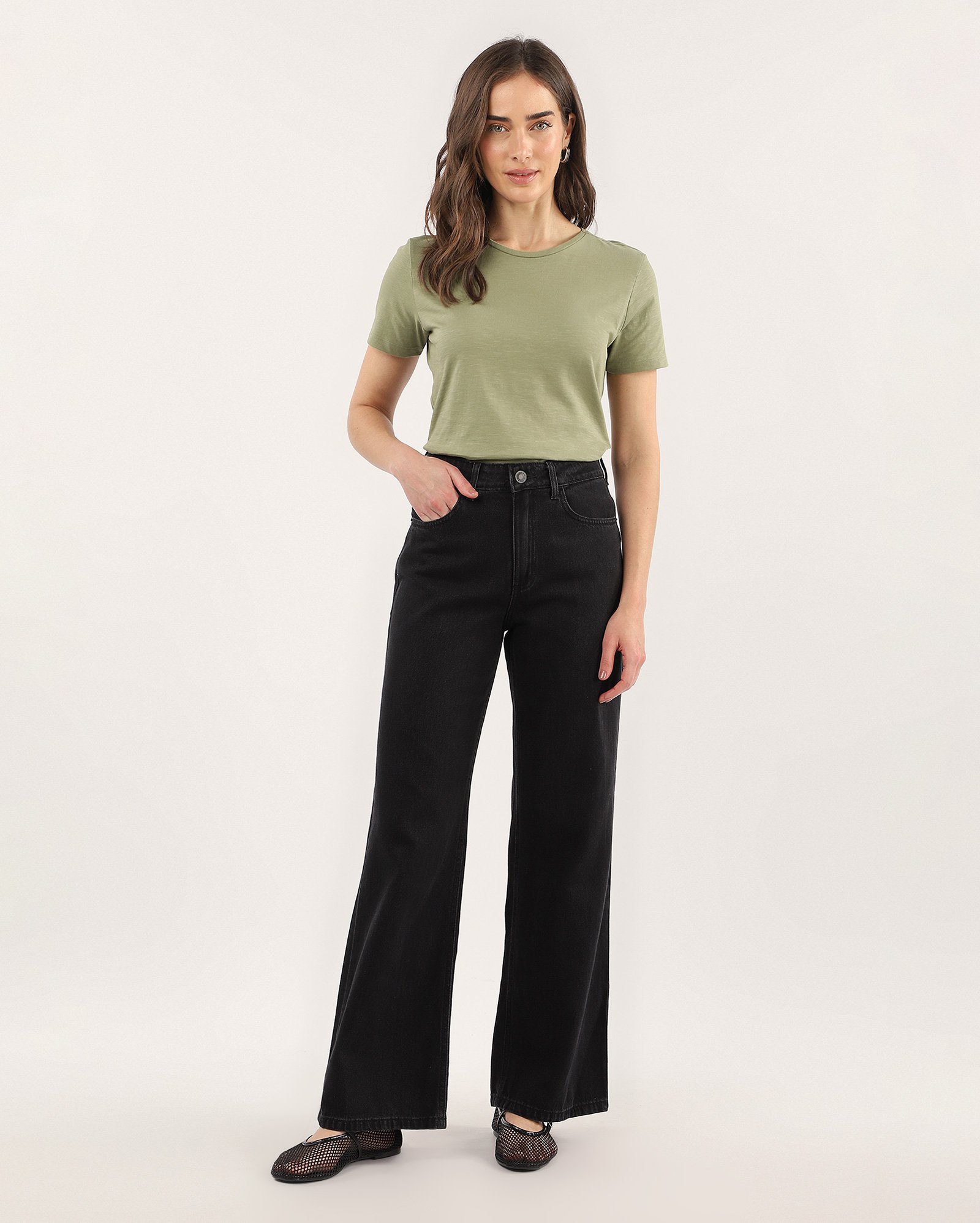 Calça jeans feminina wide leg cintura alta - Jeans Black Escuro | Pool Jeans