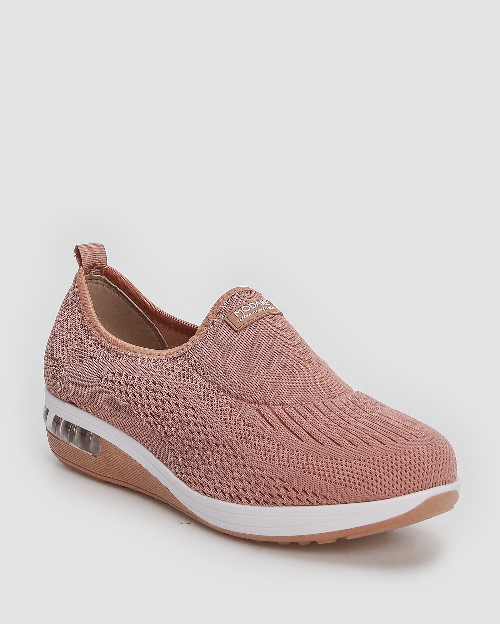 Tênis feminino knit gel tech - Bege Escuro | Modare