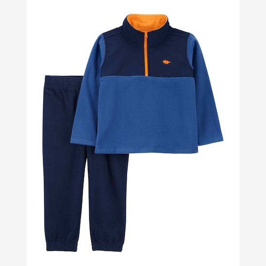 Conjunto longo infantil 2 peças de fleece azul | Carter's 