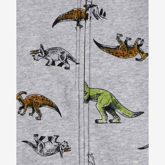 Macacão de moletom bebê com capuz  dinossauros cinza | Carter's