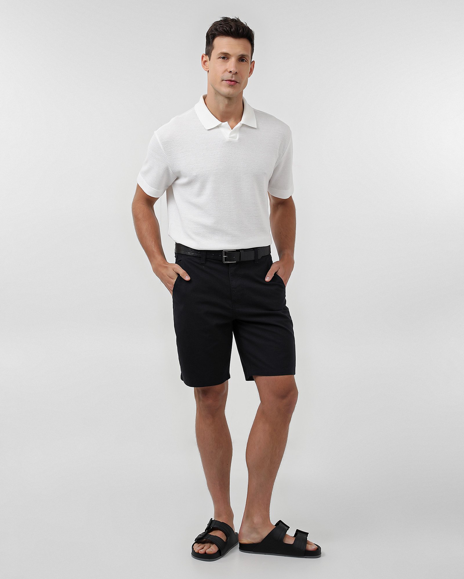 Bermuda sarja masculina chino slim preta | Pool Jeans