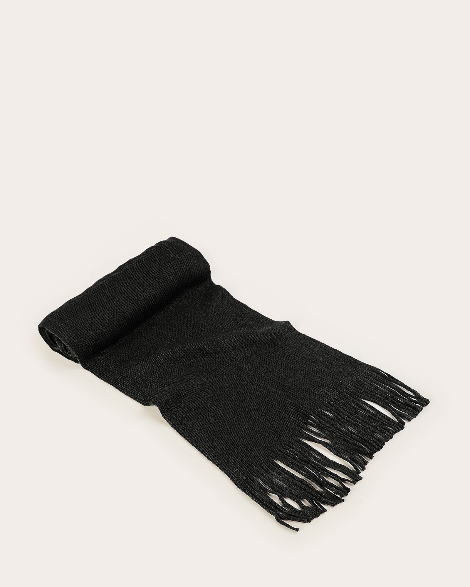 Cachecol masculino tradicional de tricot com franjas - Cinza Escuro