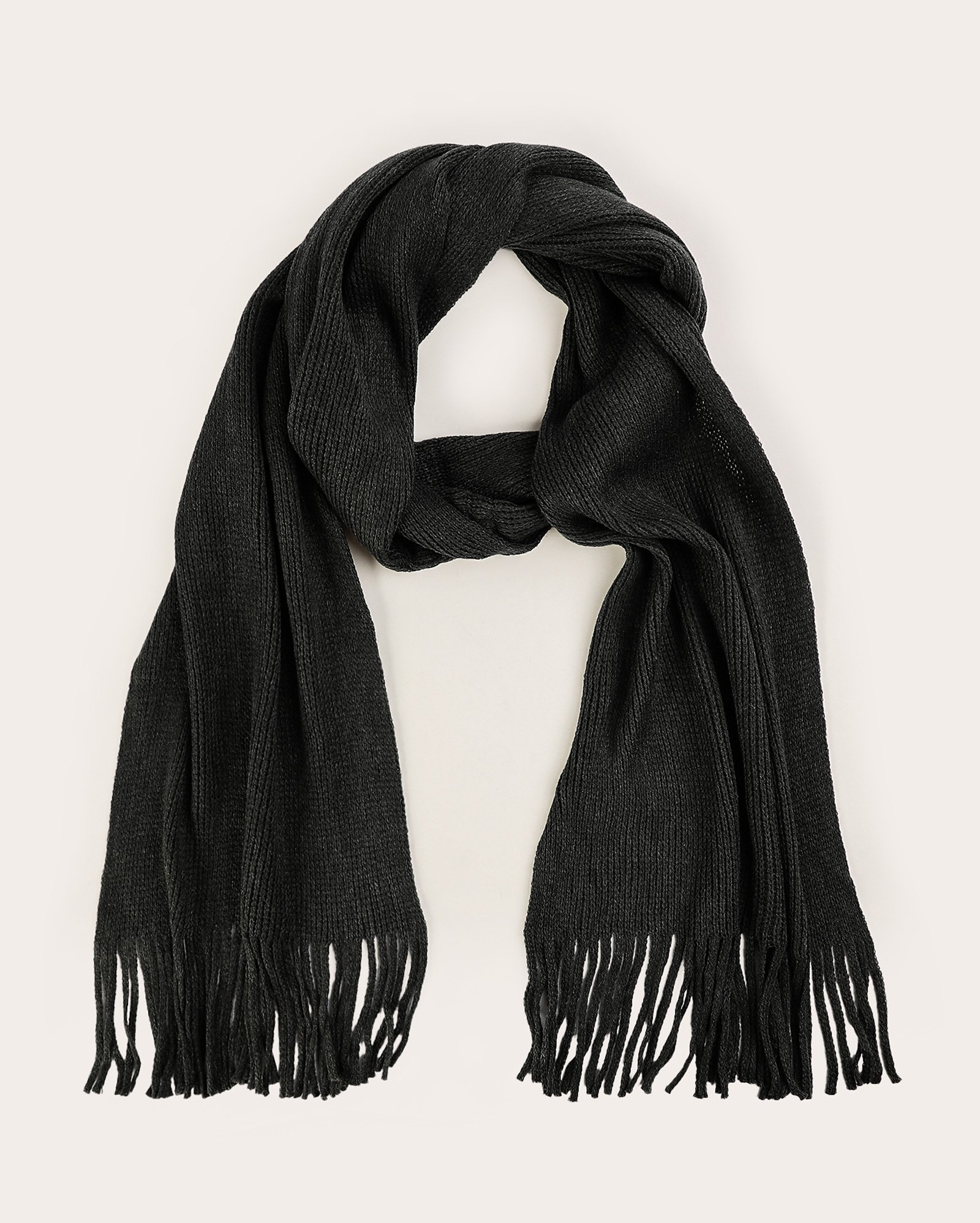 Cachecol masculino tradicional de tricot com franjas - Cinza Escuro
