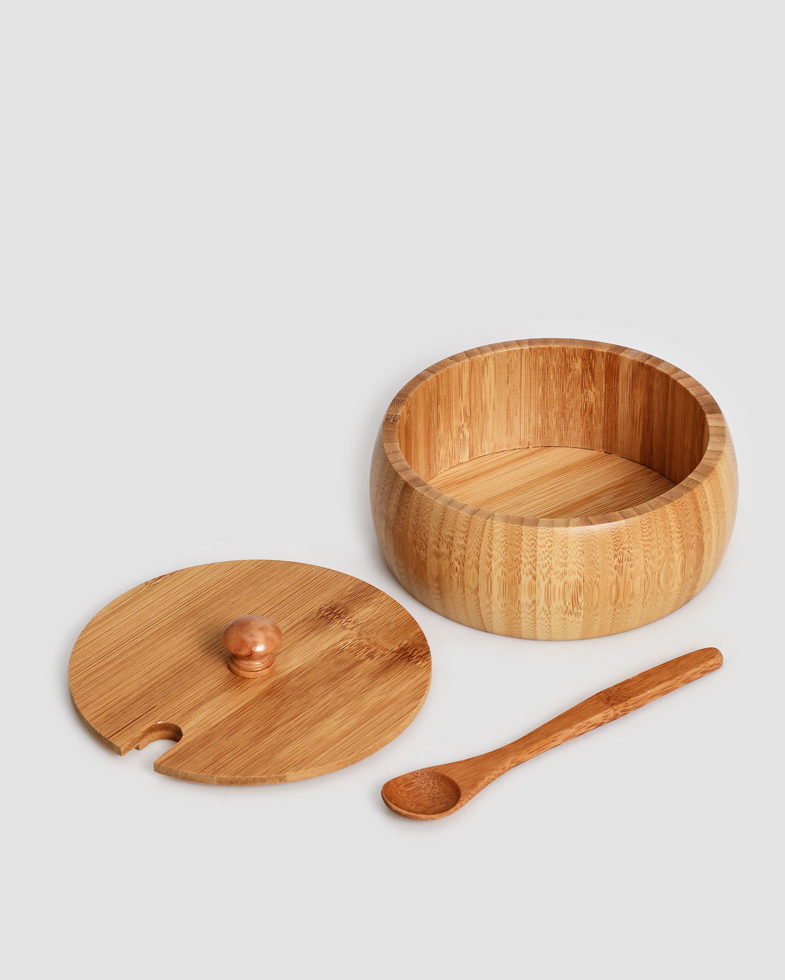 Pote multiuso de bambu com colher Classic 19,5x15x9,8cm bege | Casa Riachuelo