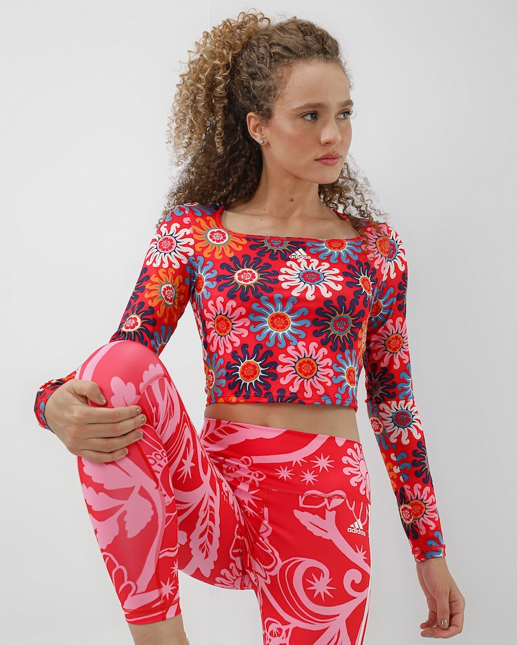 Riachuelo Blusa cropped manga longa Farm Rio IM2361 vermelha