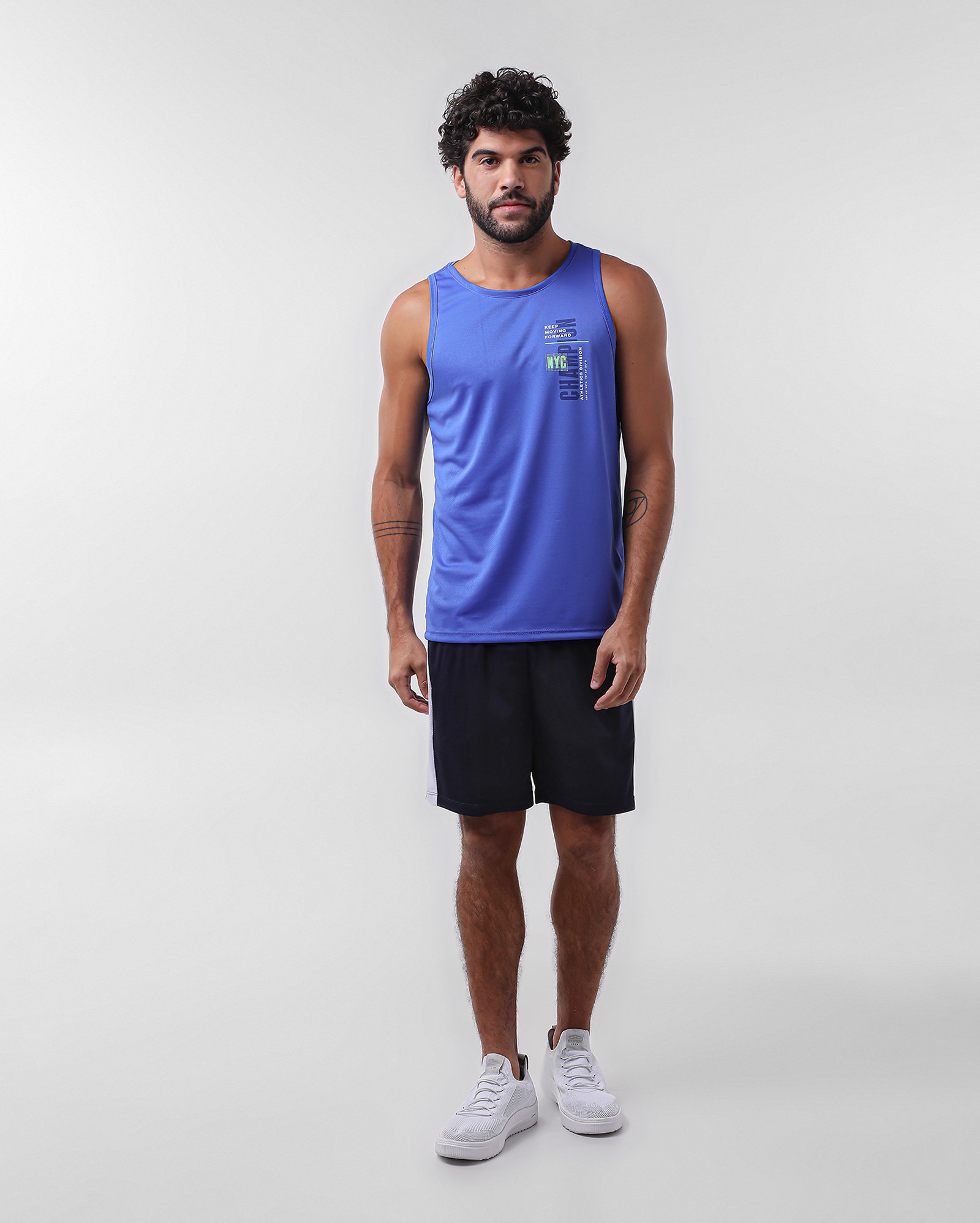 Bermuda esportiva masculina com elástico azul | Body Work