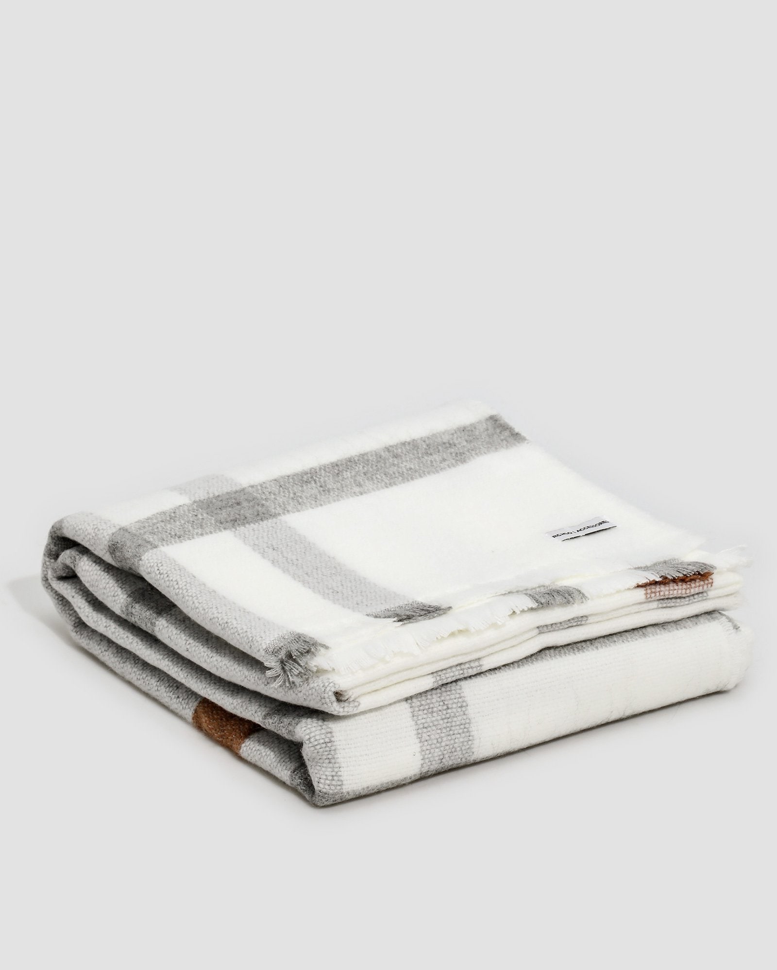 Manta feminina tricot xadrez - Branco