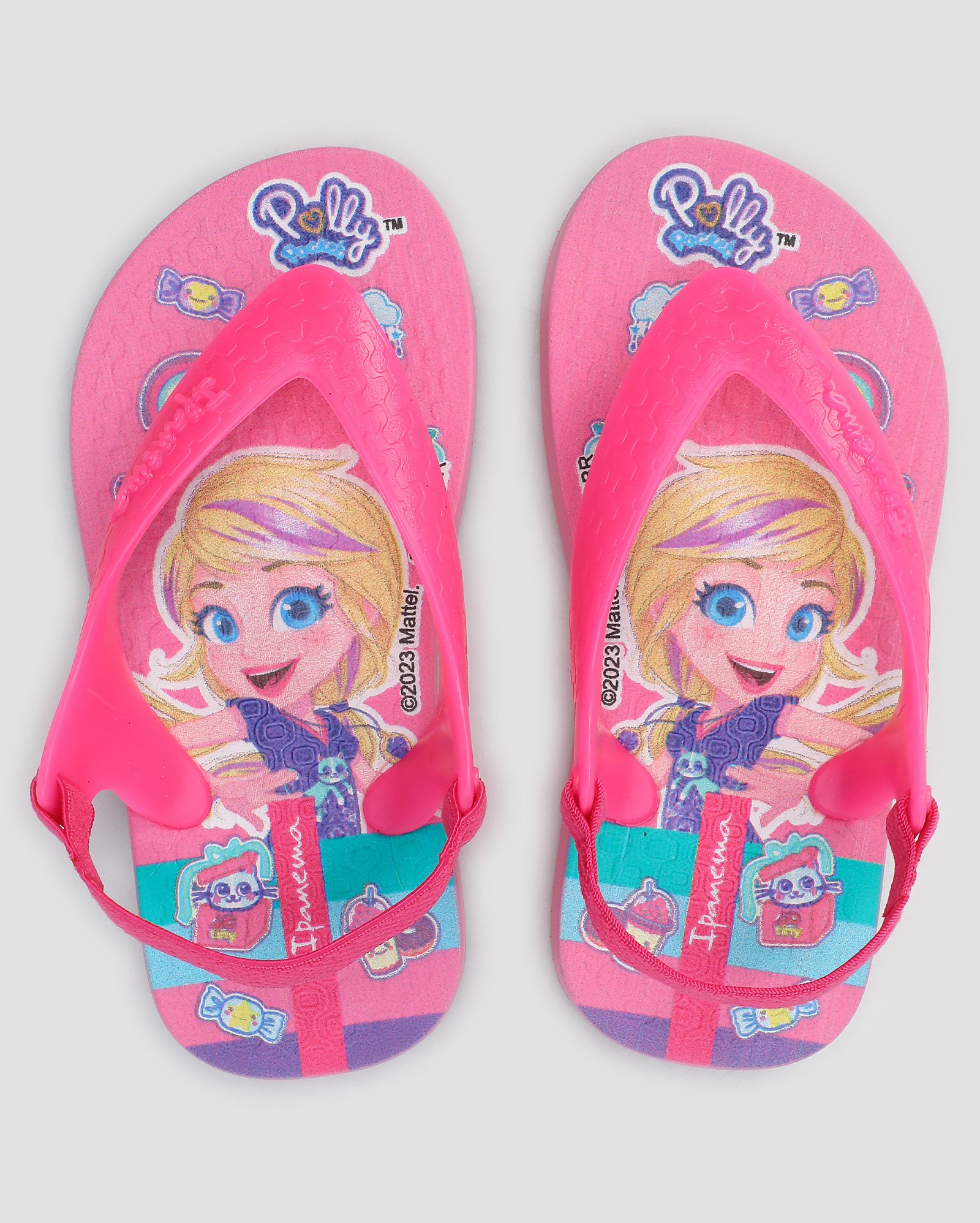 Chinelo bebê Ipanema Polly Pocket com elástico rosa | Grendene