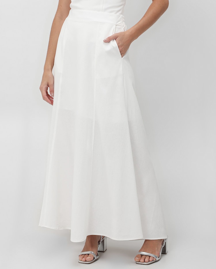 Saia Branca Saia Rodada De Seda Saia Branca Saia Viscose Longa