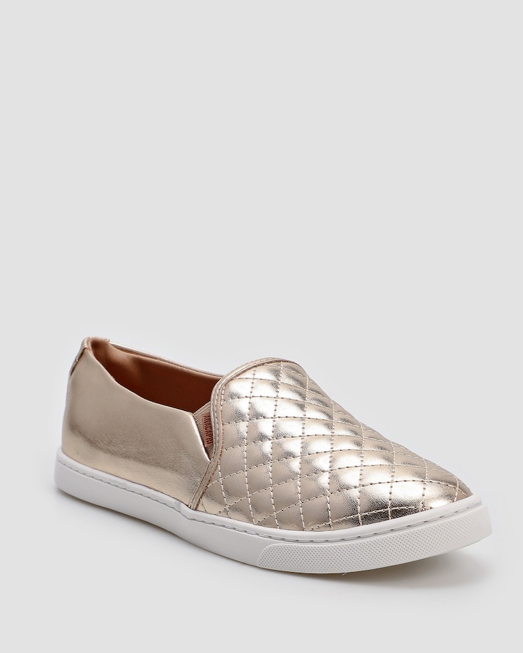 Riachuelo Tênis feminino slip on metalizado dourado Anacapri