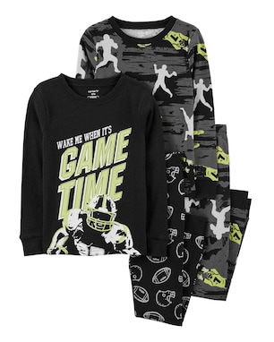 Pijama longo infantil 4 peças game time futebol multicor | Carter's