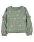 Blusa de moletom infantil com babado floral verde | Carter's