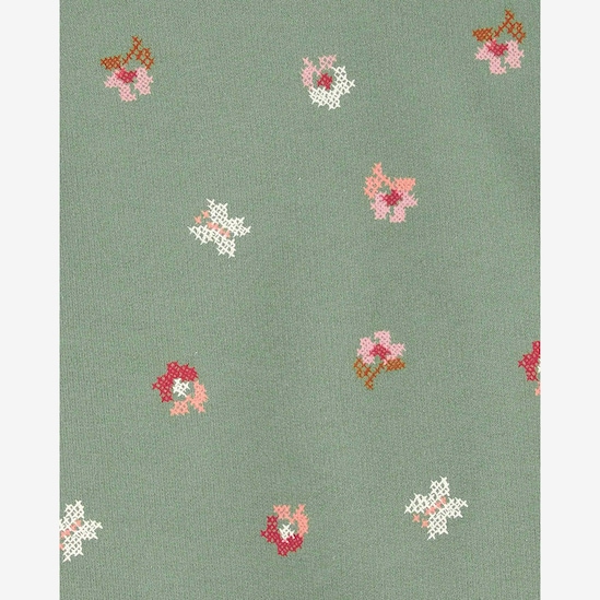Blusa de moletom infantil com babado floral verde | Carter's