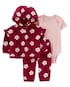 Conjunto longo bebê 3 peças fleece florzinhas vermelho | Carter's