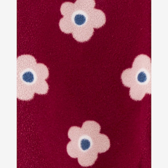 Conjunto longo bebê 3 peças fleece florzinhas vermelho | Carter's