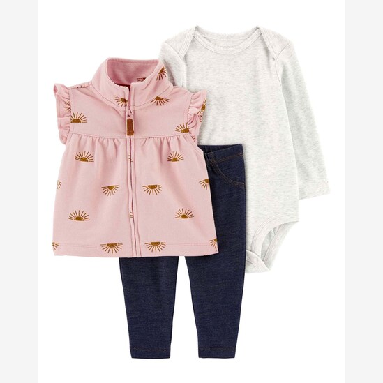 Conjunto longo bebê 3 peças sol multicor | Carter's