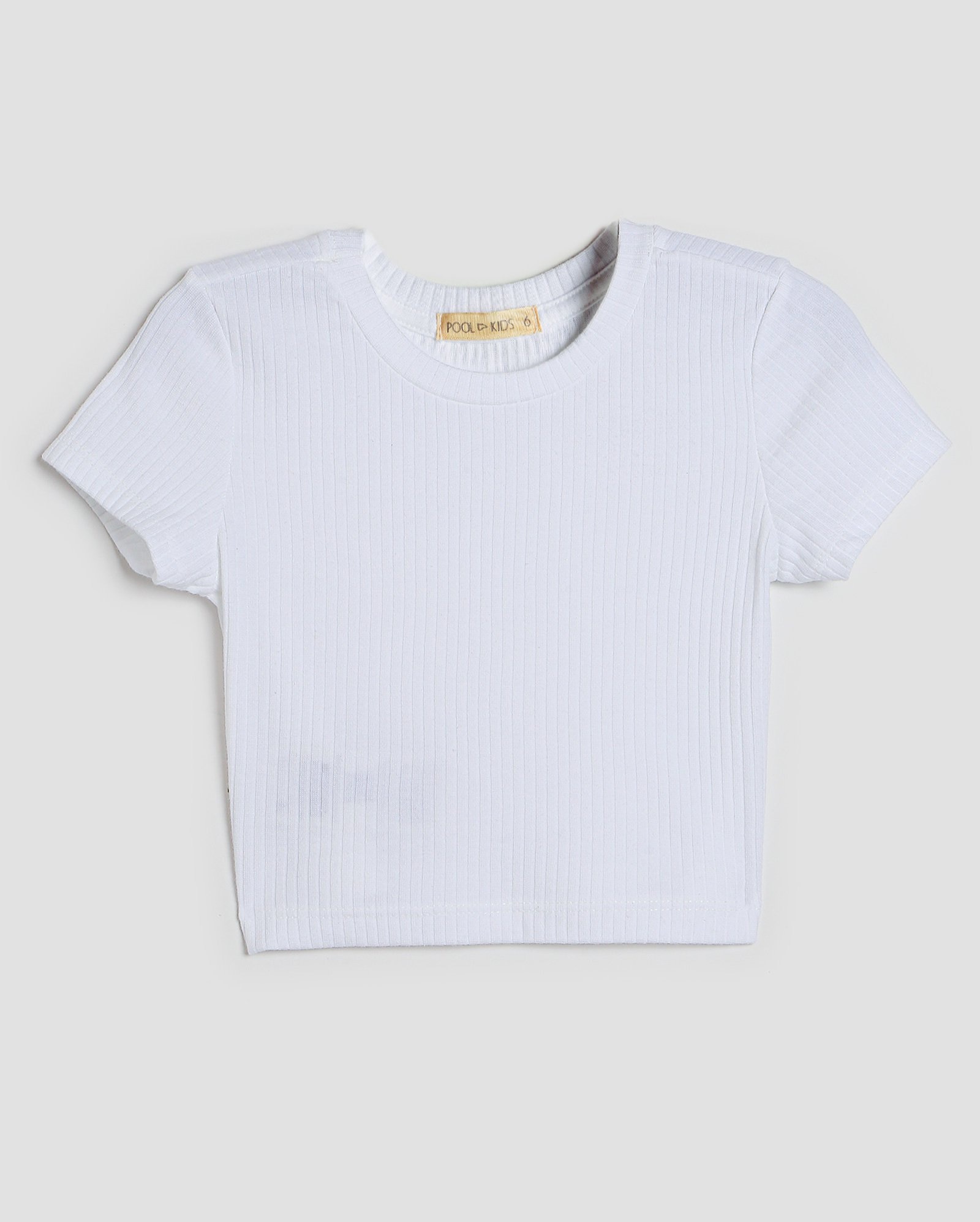 Camiseta cropped infantil canelada 4-10A - Branco | Pool Kids