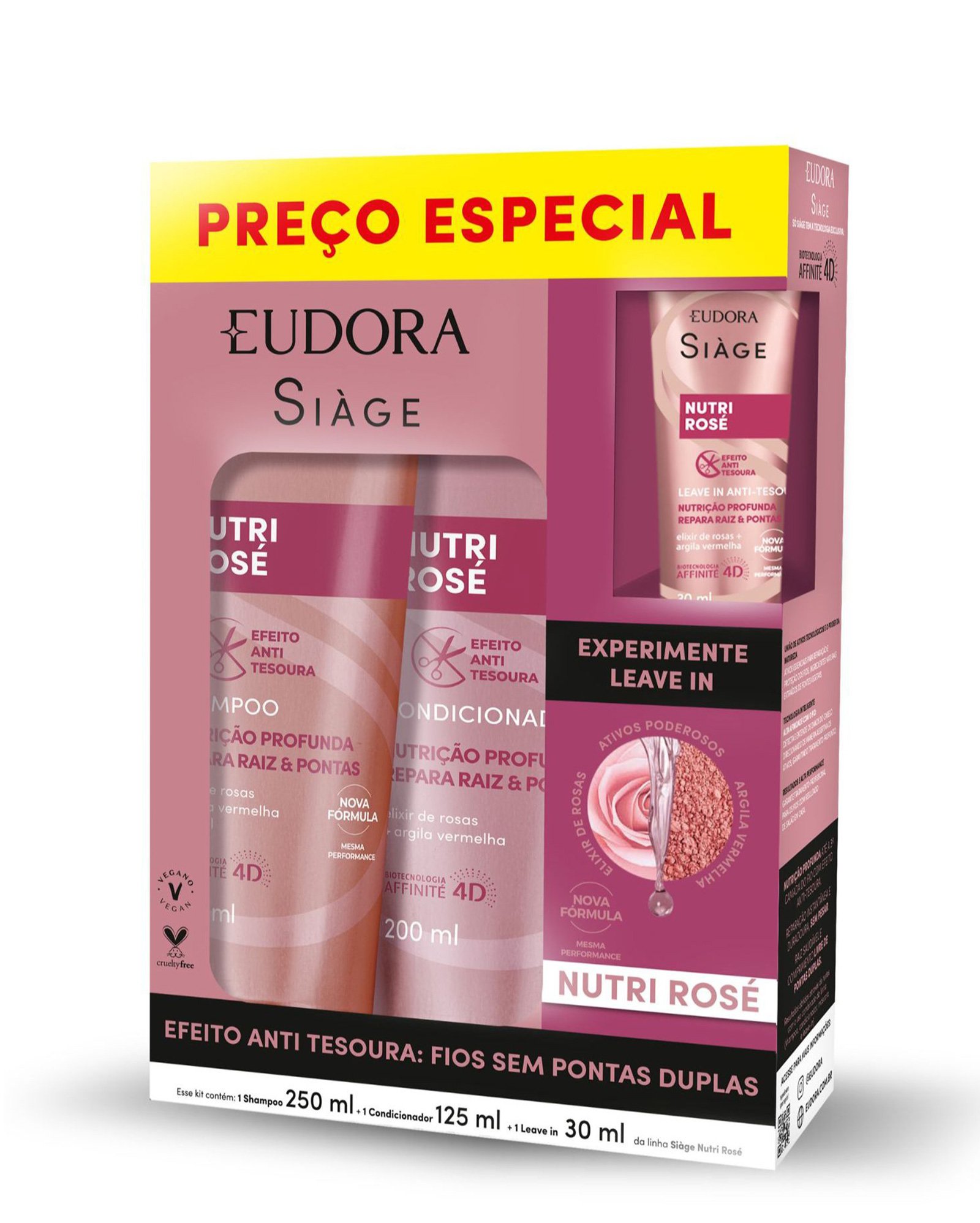Kit shampoo 250ml + condicionador 125ml + Leave-in 30ml Siàge nutri | Eudora