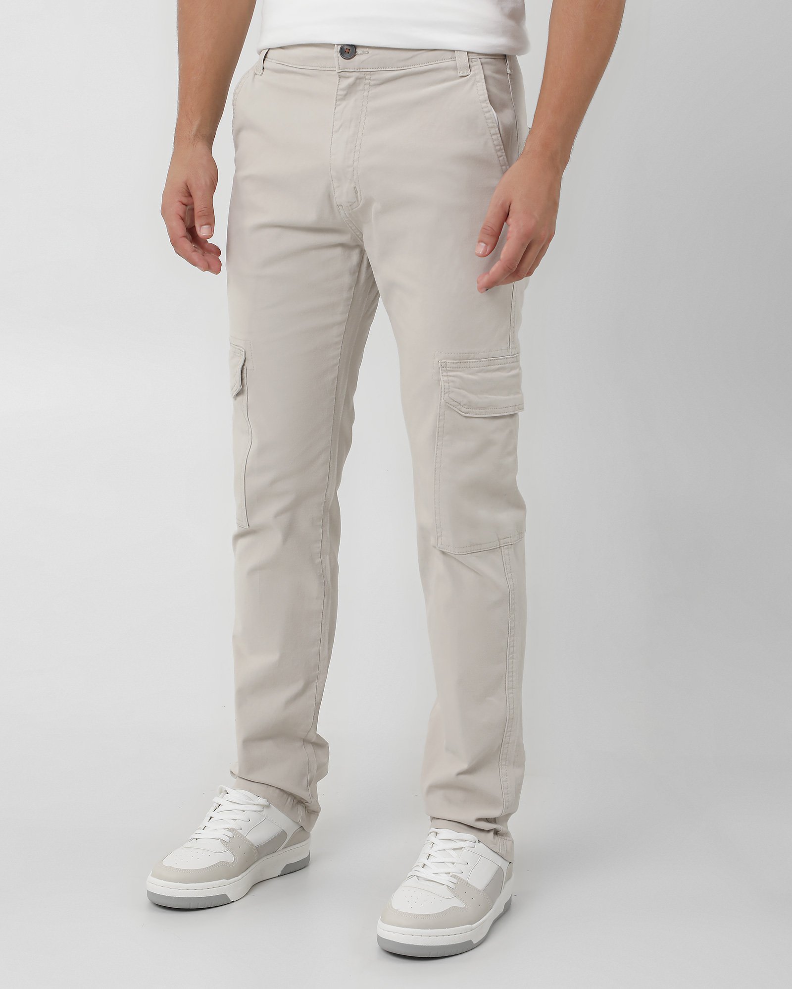 Calça jeans color masculina cargo - Bege | Pool Jeans