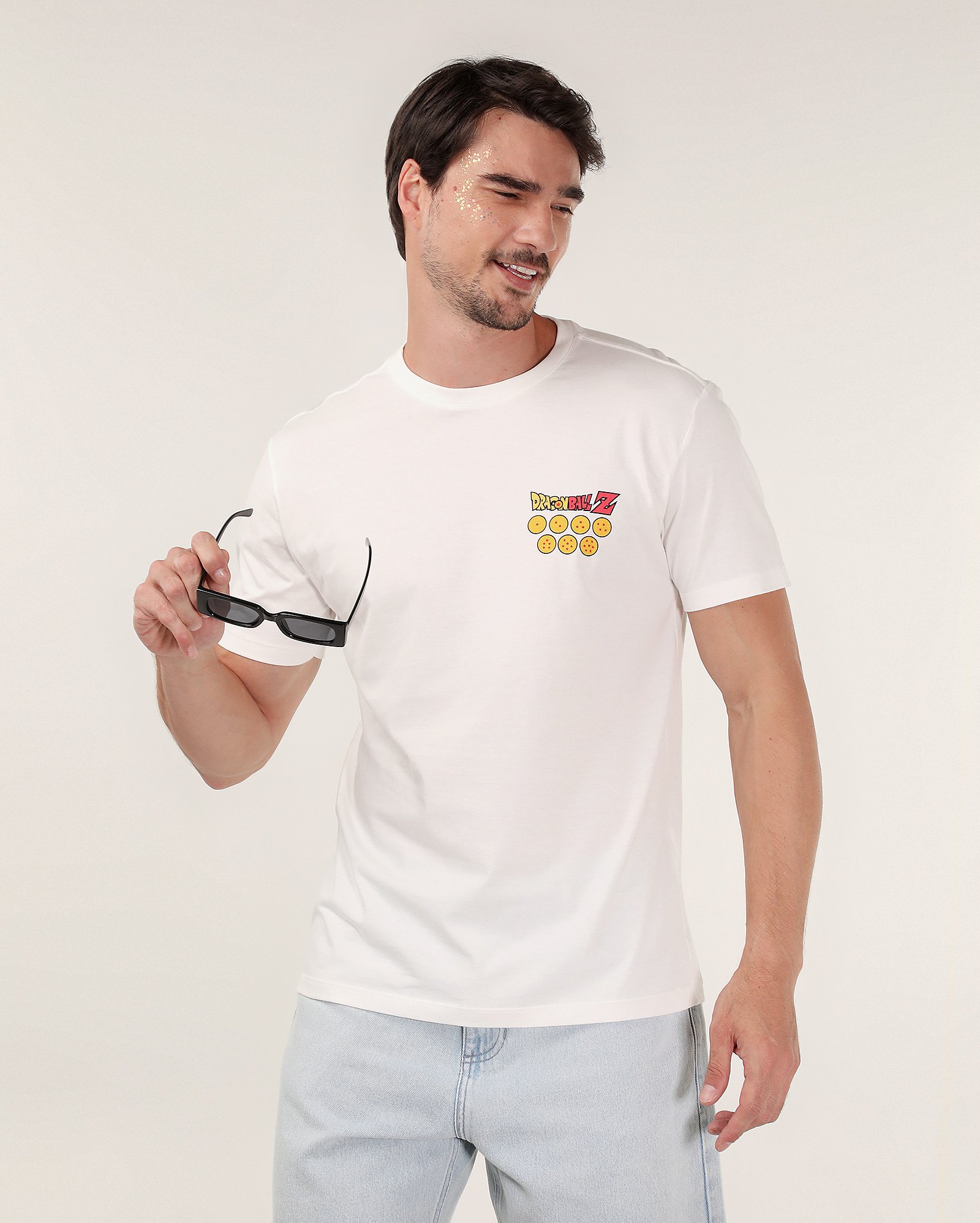 Camiseta masculina manga curta estampada branca | Dragon Ball Z