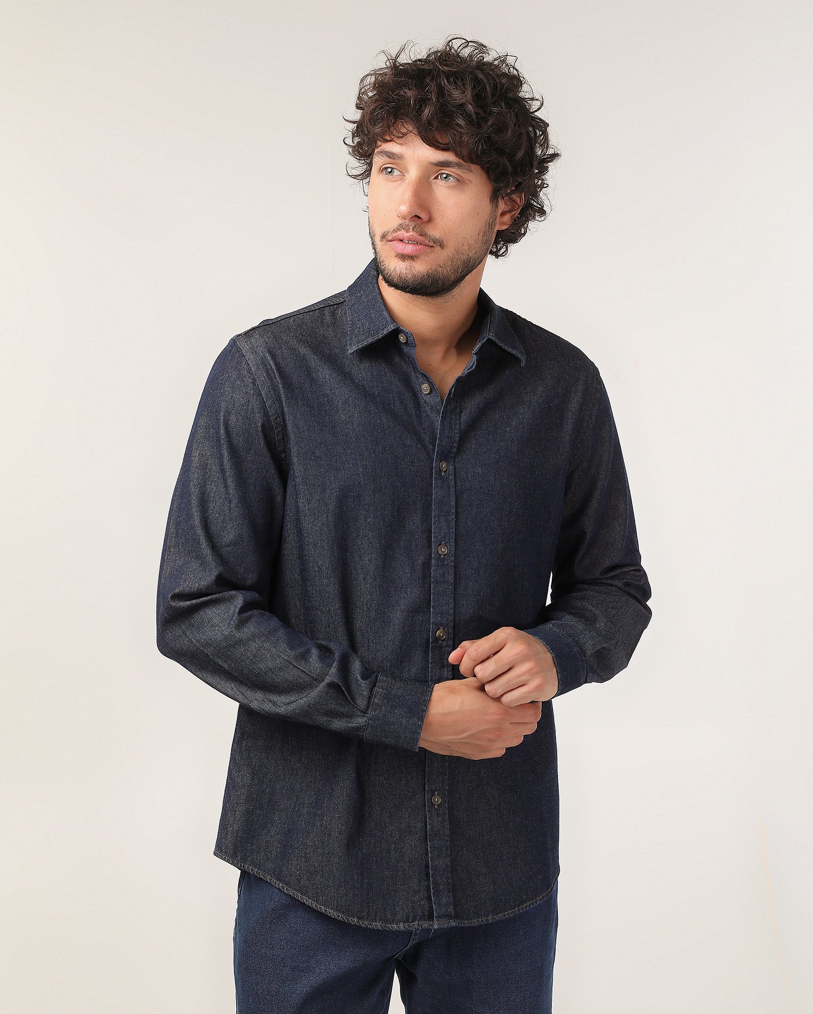 Camisa jeans masculina manga longa - Jeans Clássico Escuro | Pool Jeans