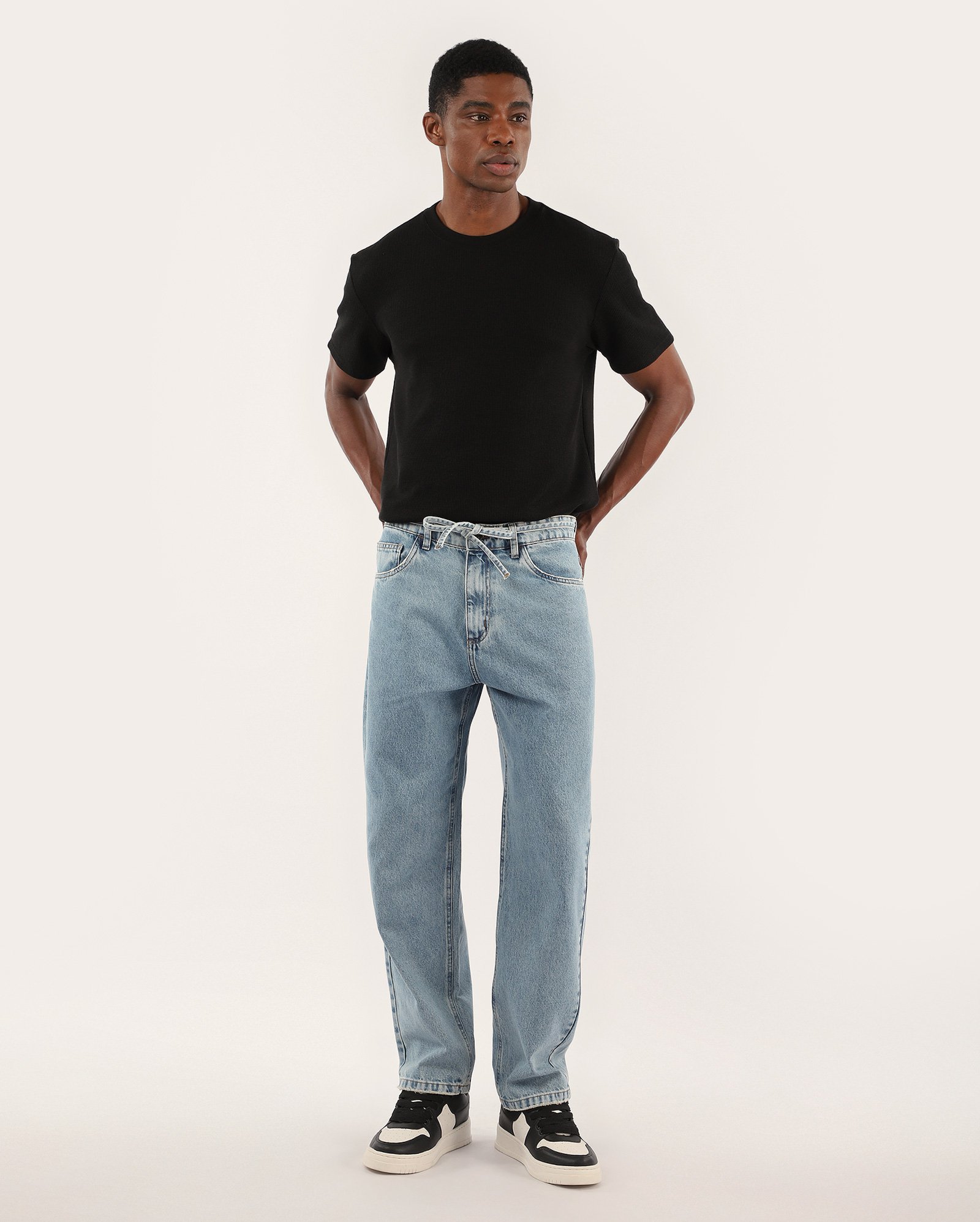 Camiseta masculina regular texturizada - Preto