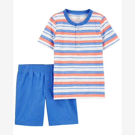 Conjunto curto bebê 2 peças listrado multicor | Carter's