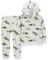 Conjunto longo de moletom bebê dinossauro cinza | Carter's