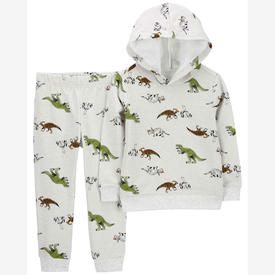 Conjunto longo de moletom bebê dinossauro cinza | Carter's