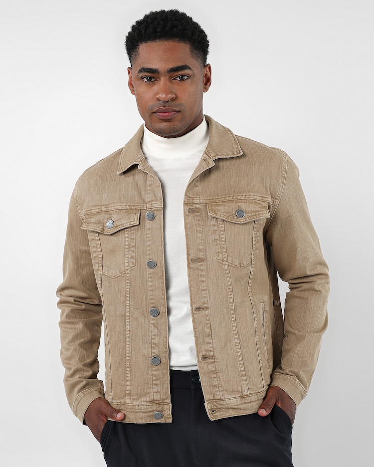 Riachuelo Jaqueta jeans color masculina trucker marrom Pool Jeans